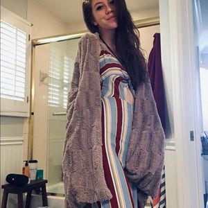 Striped jumpsuit with open back